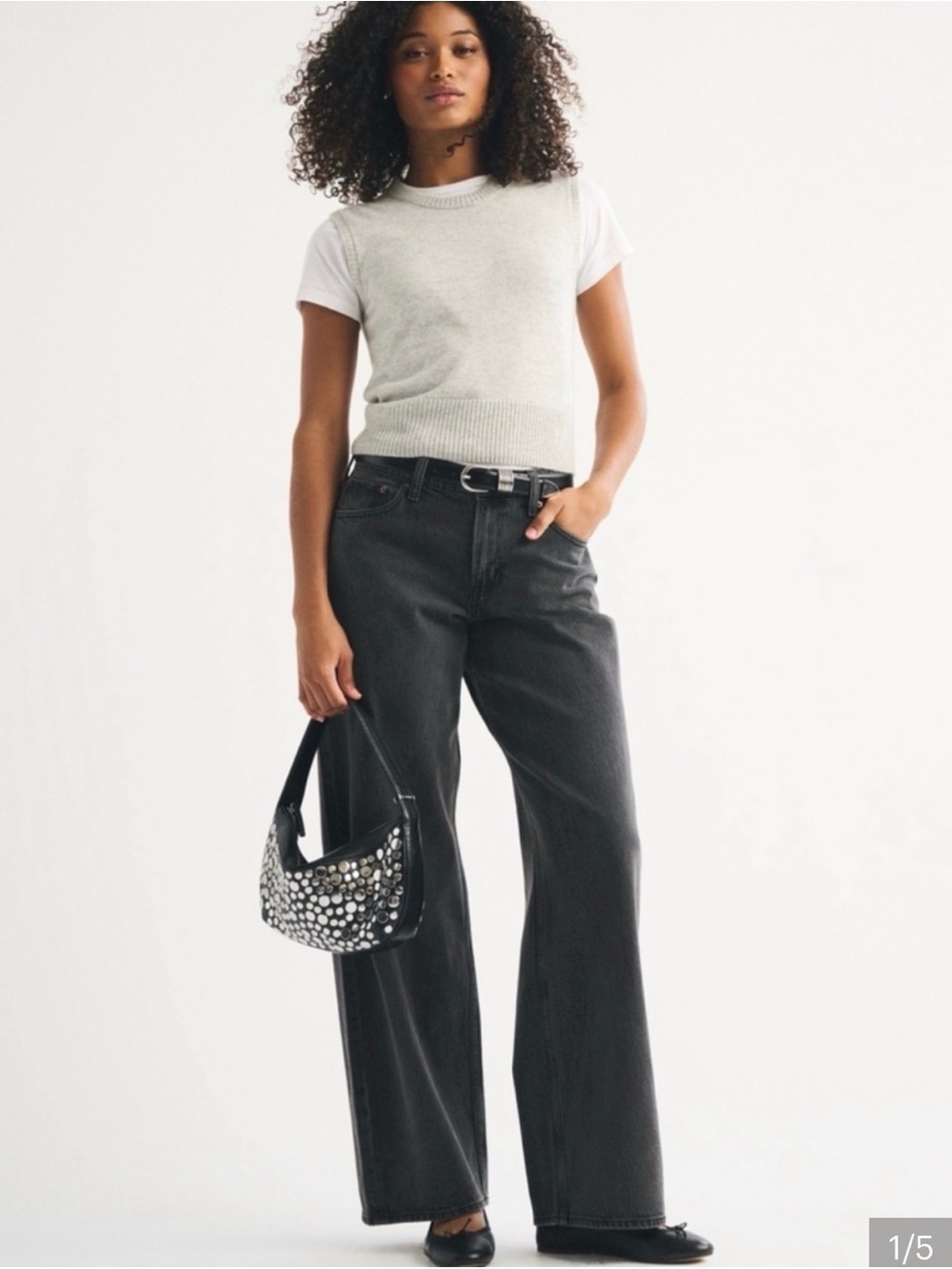 Abercrombie loose high rise jean washed black 29S